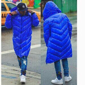💥DOPE!💥VIE RICHE Unisex Shiny Quilted Long Puffer in Royal Blue